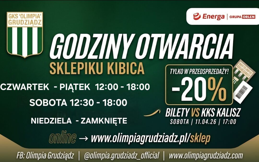 GODZINY OTWARCIA SKLEPIKU!